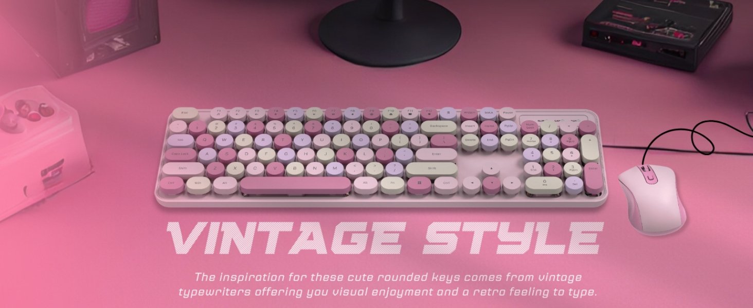 typewriter style round keycap keyboard