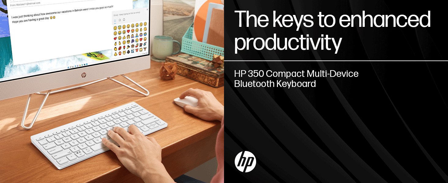 HP 350 Compact Multi-Device Bluetooth Keyboard (White)